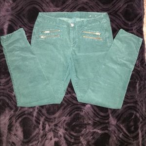 Green corduroy Moto jeggings
